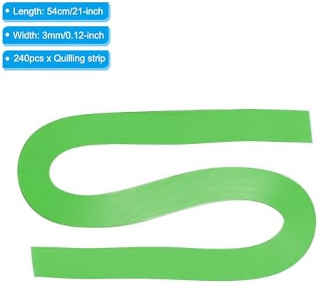 PATIKIL 240pcs Quilling Strips Paper 1/8"(3mm) 21"(54cm) Origami Paper Quilling Strip for Art DIY Hand Craft Christmas, Grass Green