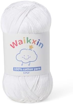 100% Cotton Yarn for Crocheting,Baby Yarn for Crocheting Soft,5 Ply Milk Cotton Yarn,#2 Sport Weight Cotton Yarn,3.52oz/262.4yds Amigurumi Yarn for Puzzle,Clothes&DIY Crafts.(Snow White)
