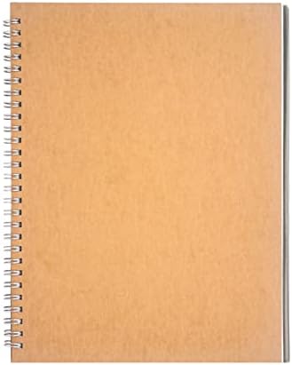 DSTELIN 10 inch x 7.5 inch, 100GSM, Blank Spiral Notebook, 1-Pack, Soft Cover, Sketch book, 100 Pages / 50 Sheets, with writing backboard, (Brown)
