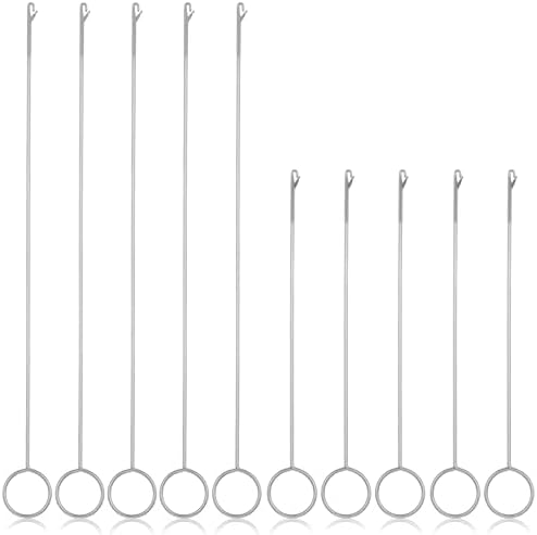 LIQWEI 10 Pcs Loop Turner Sewing Tool, 2 Sizes Tongue Crochet Tool Latch Hook for Silicone Beads Fabric Tube Strips DIY Accessories