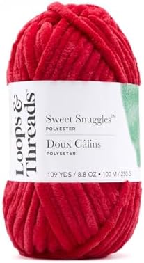 Loops & Threads Sweet Snuggles Yarn - Yarn for Knitting, Crochet, Weaving, and Arts & Crafts - Red, Polyester, 8.8 oz