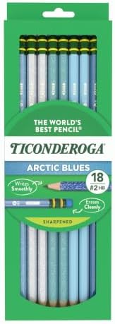 Ticonderoga Wood-Cased Pencils Pre-Sharpened, Arctic Blues, 18 Count