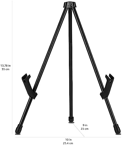 Amazon Basics Tabletop Instant Easel, Black Steel, Portable Tripod for Paintings, Signs, Posters, Adjustable Display (Pack of 2)