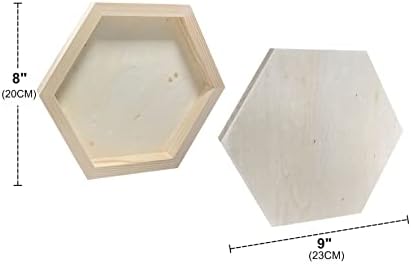 Hexagon Wood Canvas for Crafts, Framed Wooden Panel Boards for Painting (8x9 in,6 Pack)
