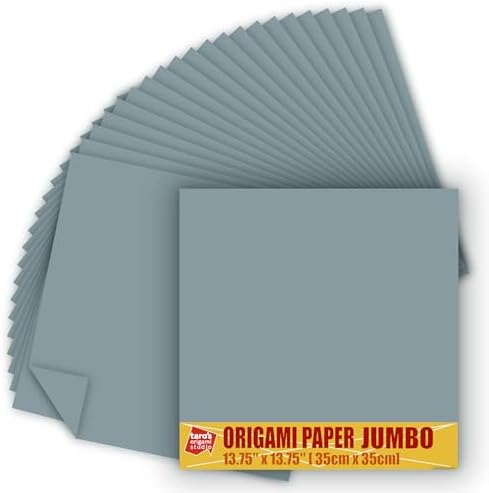 [Taro's Origami Studio] TANT Jumbo 13.75 Inch (35 cm) Double Sided Single Color (Grey) 20 Sheets (All Same Color) for Beginner to Expert (Made in Japan)