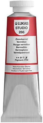 Lukas Studio Artist Oil Color Paints - High-pigment oil paint made with natural binder for artist, painting, & more! - [Vermilion - 37 mL]