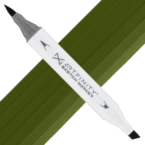 Artfinity Sketch Markers - Dark Olive Green G5-7, Vibrant, Professional, Dye-Based Alcohol Markers for Artists, Drawing, Travel, & More