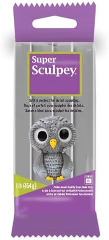 Super Sculpey Professional Quality Oven-Bake Polymer Clay, Gray, 1 lb. (Pack of 3)