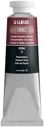 Lukas 1862 Professional German Oil Paint, Payne's Grey 37 mL - w/Beeswax & Non-Yellowing Sunflower Oil, Short Drying Time, Smooth, Outstanding Lightfastness