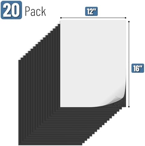 Mr. Pen- Flexible Magnetic Sheets with Adhesive Backing, 12" x 16", 20 Pack