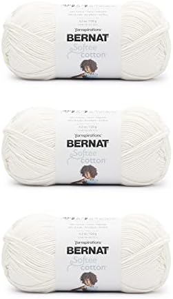 Bernat Softee Cotton Yarn for Crocheting Soft, Cotton, 3-Pack