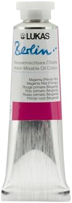 Lukas Berlin Pro Artists Water Mixable Oil Paint 37 ml Tube Magenta Red (Primary), Water Soluble, Lightfast Pigments, Quick Drying, Easy Clean-Up, Eco-Friendly, Professional Quality, 40 Color Range