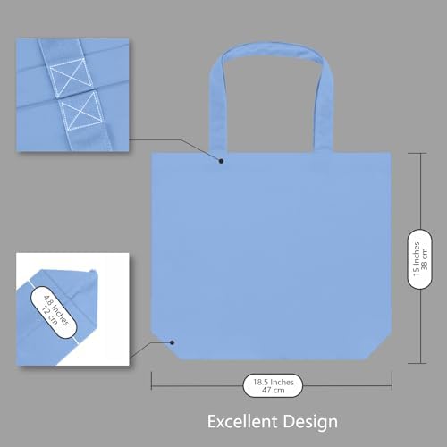 TOPDesign 3-Pack Super Strong Large 12oz Cotton Canvas Tote Bags, Reusable Grocery Shopping Cloth Bags, Fashionable Two-Tone Totes for Crafts, DIY Your Creative Designs