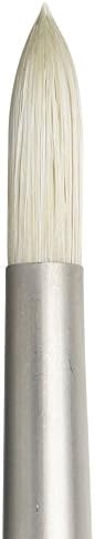 Winsor & Newton Artists' Oil Hog Paint Brush, Long Handle Size 10, Round | Handcrafted with interlocked Chungking bristles; Have spring, stiff, & flagged allowing large amounts of colour to be carried