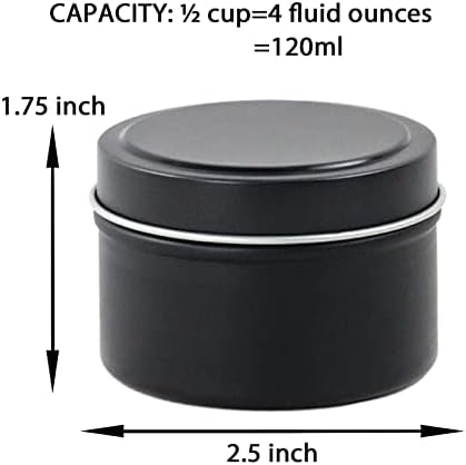 EricX Light Candle Tin 24 Piece, 4 oz, for Candle Making, Black