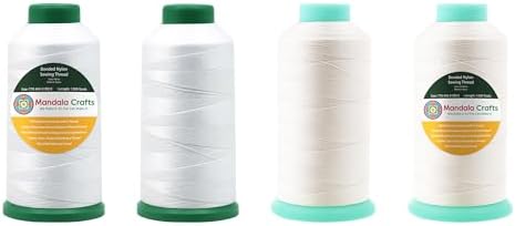 Mandala Crafts Size 69 210D T70 White Off White Bonded Nylon Thread 6000YDs