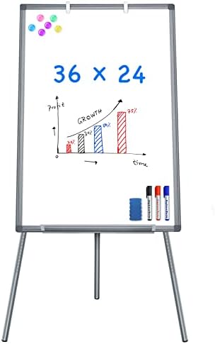 Maxtek Easel Whiteboard 36 x 24, Stand Tripod with Height Adjustable, Gray