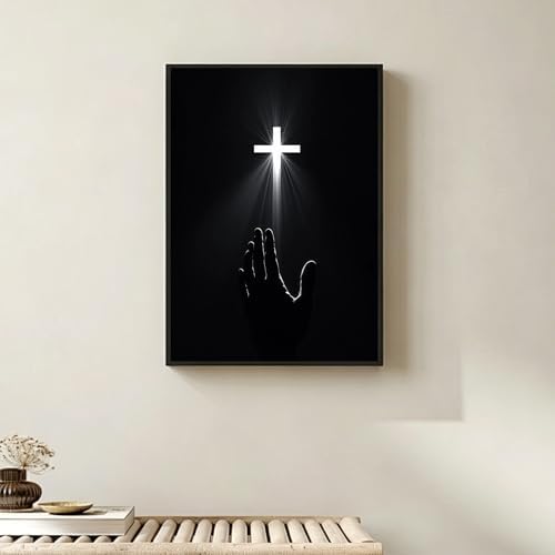 EOPLK 5D Christian Diamond Painting Kits for Adults, Cross Diamond Art Kit for Beginners, Full Drill Round Gem Painting by Numbers for Home Wall Decor Gift, 12x16 inch