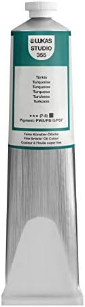 Lukas Studio Artist Oil Color Paints - High-pigment oil paint made with natural binder for artist, painting, & more! - [Turquoise - 200 mL]