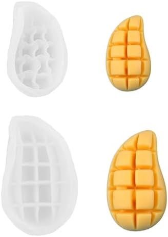 Mango Silicone Mold – 2 Pieces Mangos Slice Silicone Fruit Mold for Chocolate, Candy, Fondant, Candle, Soap, Resin & Cake Decor, 3D DIY Baking Tool for Parties & Gifts (Mango)