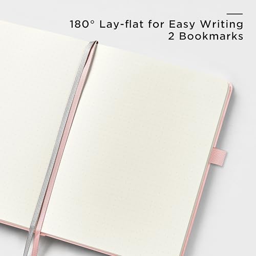 &And Per Se Dotted Notebook with Pen, A5 Hardcover Dotted Journal, 160 Pages 100GSM Thick Paper Dot Grid Journal with Fineliner Pen (Pink)