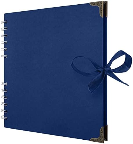 Bstorify Square Scrapbook Photo Albums 8 x 8 Inch Blue Hardcover with Ribbon Closure - Ideal for Scrapbooking, Art & Craft Projects | Hardcover with Thick Kraft Paper, Ideal for Your Scrapbooking Albums, Art & Craft Projects (Blue, 8 x 8 Inch)