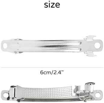 Dizila 50 Pack 6cm/2.4 Inch Plain Blank Silver Metal DIY Craft French Barrettes Automatic Spring Snap Hair Clips Clasps Accessories for Women Girls Teens