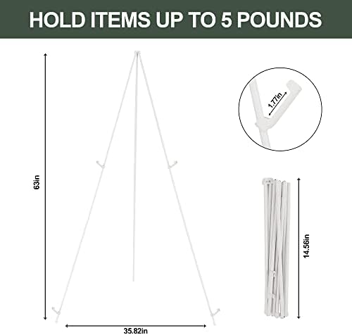 DANMO Easel Stand for Wedding Sign Poster 63'' Instant Display Floor Adjustable Metal Art Easel White