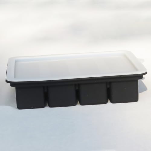 Silicone Butter Mold with Lid - Non-Stick Butter Tray for Making 4 Butter Sticks - Silicone Butter Mould Container Forms for Making Herb Butter Candles Baking Cookies-Smart Kitchen Gadget (Black)