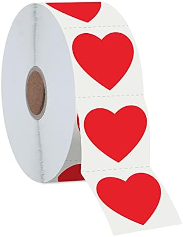 1200 PCS Red Heart Shaped Sticker Labels with Perforation Line in Roll, Use for Valentine's Day, Award Charts,Offices, Teachers & Classrooms, Bookmarks (1.5" in Diameter)