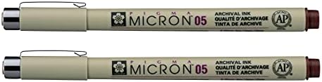 SAKURA PIGMA MICRON 05 FINELINER PEN, 0.45MM LINE WIDTH, PACK OF 2 (Burgundy)