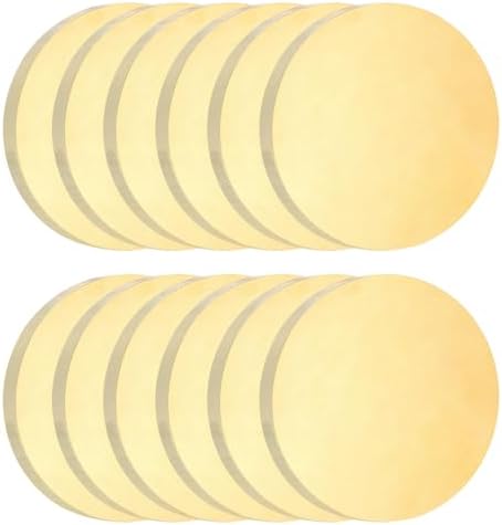 uxcell 12Pcs Brass Round Plate, 0.02"(0.5mm) Thick 0.6"(15mm) Dia H65 Brass Round Disc Blank Metal Sheet Copper Circle Disc for Metal Stamping DIY Crafts