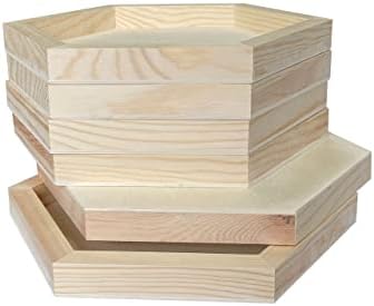 Hexagon Wood Canvas for Crafts, Framed Wooden Panel Boards for Painting (8x9 in,6 Pack)