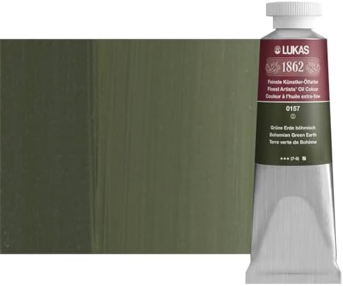 Lukas 1862 Professional German Oil Paint, Bohemian Green Earth 37 mL - w/Beeswax & Non-Yellowing Sunflower Oil, Short Drying Time, Smooth, Outstanding Lightfastness