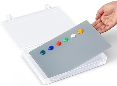Nuanchu 1 Set Glass Oil Paint Palette, Airtight, 10.2 x 6.8 Inches, Grey | Handy Tempered Glass for Oil Painting, Moisture-proof lid Keep Paint Fresh, Portable Travel Outdoor, Leak-proof Airtight Seal