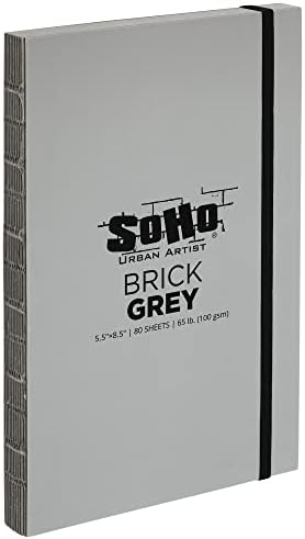 SoHo Urban Artist Brick Sketchbook Journals for Sketching, Drawing, Colored Pencils, Graphite, and More - Grey 5.5"x8.5" (100 GSM, 80 Sheets) - 2 Pack