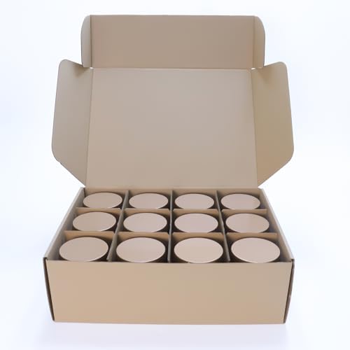HOMAMAMOON 24 Pack 8oz Dark Glod Candle Tins for Making Candles - Bulk Metal Candle Containers with Lids. Empty Round Candle Jars for DIY & Travel. Shatterproof & Sturdy Vessels for Small Business.
