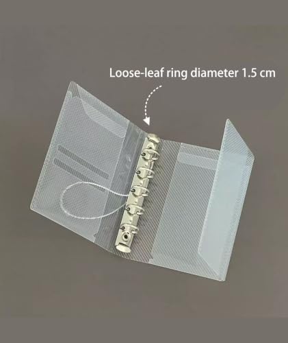 Clear A7 Binder (6-Ring), 4.1" x 5.9" Mini Pocket-Sized Refillable Notebook Cover, Transparent Plastic Flip Flap Folder for Travel, Budget,Reading Bookish