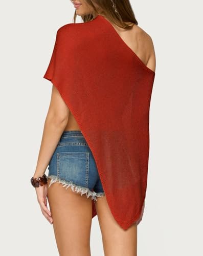 Women Sheer Poncho Shawl Top Lightweight Knit Pullover Beach Cover Up Tops