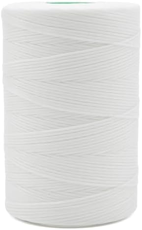 Flat Waxed Thread 1.0mm 550Yds for Leather Craft DIY Hand Sewing Projects Shoes Repair（White）