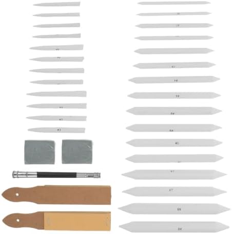 YARNOW Sketch Drawing Art Blending Stumps and Tortillions Set and Kneaded Eraser with Sandpaper Pencil Sharpener 33pcs and Pencil Extension Tool for Studio Work and Outdoor Sketching