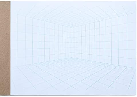 Koala Tools - 40-Page Drawing Pad for 2-Point Perspective, Room Grid Sketch Pad with 3D Virtual Walls Design, Gridded Graph Paper for Interior Room Design, Industrial, Architectural 9 x 12 inches
