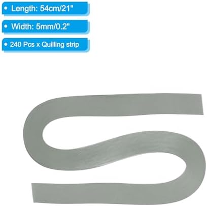 PATIKIL 240pcs Quilling Strips Paper 3/16"(5mm) 21"(54cm) Origami Paper Quilling Strip for Art DIY Hand Craft Christmas, Light Grey