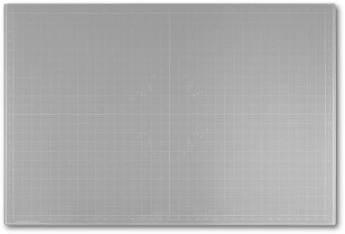 GLASSBOARD STUDIO Glass Craft Mat - Magnetic, Heat & Scratch Resistant - For Crafting, Cutting, Painting, Mixed Media Artwork - Grid Lines, Non-Slip Rubber Feet (Gray 24"L x 36"W)