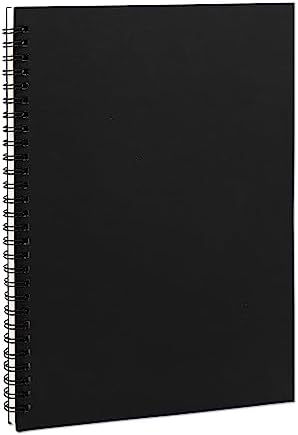 DSTELIN 10 inch x 7.5 inch, 100GSM, Blank Spiral Notebook, 1-Pack, Soft Cover, Sketch book, 120 Pages / 60 Sheets, (Black)