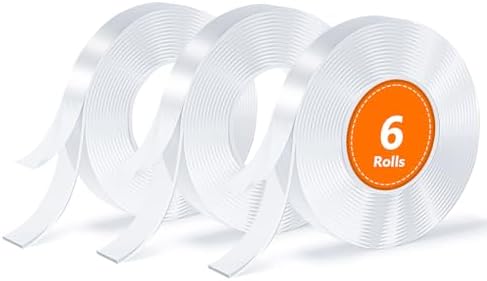 Double Sided Tape, Nano Tape, Transparent Adhesive Tape, Traceless Adhesive Tape, Removable, Washable, Reusable, Suitable for Carpets, Photo Walls, 3m Per Roll, 6 Rolls
