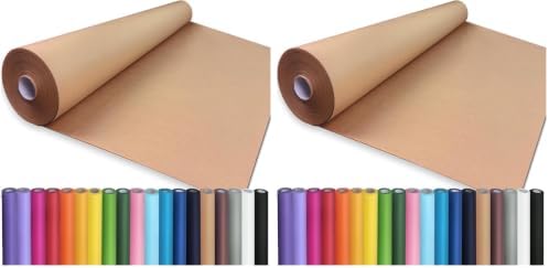 PerkHomy 24" x 2,400" (200') Brown Kraft Paper Roll for Craft Bulletin Board Paper Art Table Covering Crafting Gift Wrapping Bouquet Packing Parcel 70GSM 50LB (Brown, 24" x 200') (Pack of 2)