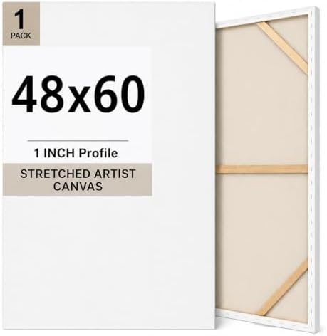 Professional Blank Stretched Canvas for Painting – Extra Large 32x54,36x48,32x46,32x50,32x54 Inch - Thick 0.71 inch 100% Cotton Primed Panels Frame White Canvas for Acrylic, Oil Watercolor (48x60 New)
