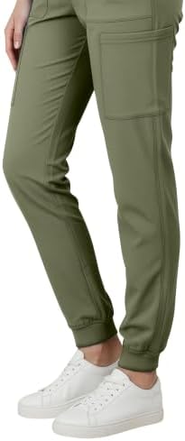 Med Couture Luma Jogger Scrub Pants for Women with Rib Knit Waistband