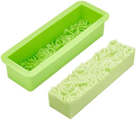 PH PandaHall Rose Loaf Mold, Flower Silicone Mold 3D Embossed Crafts Mold Soap Molds Rectangle Resin Casting Molds for Handmade Craft UV Resin Soap Candle Making, 9.8x3.2x2.1inch 650ml/22oz